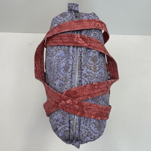 Handcrafted Multi-Color Quilted Fabric Tote Bag Zipper Closure Button Pockets - Picture 6 of 16